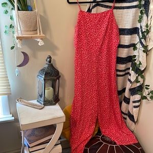 Wild Fable Red Floral Jumpsuit with Open-Back